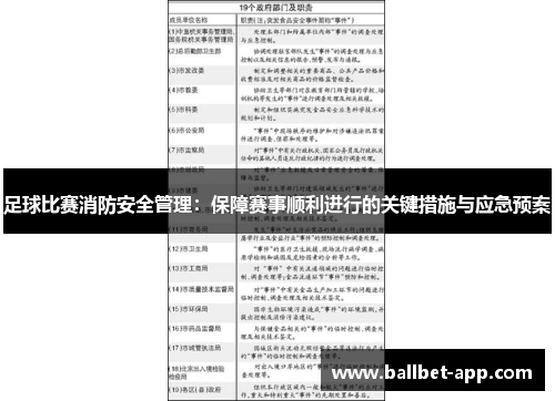 足球比赛消防安全管理：保障赛事顺利进行的关键措施与应急预案